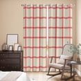 thumbnail image 3 of Kitchen Curtains 84 Inch Length 2 Panels, Yellow Buffalo Plaid Grommets Window Treatment Curtain, Red Lines Grid Pattern Vintage Thermal Curtains Drapes for Living Room/Bathroom, 3 of 9