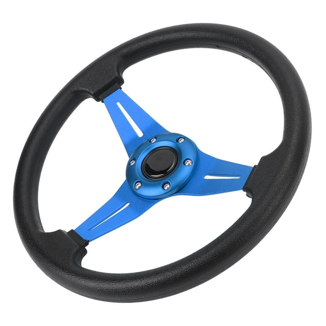 Universal 14in Car Racing PU Leather Steering Wheel for 6 Hole Hub Adapter