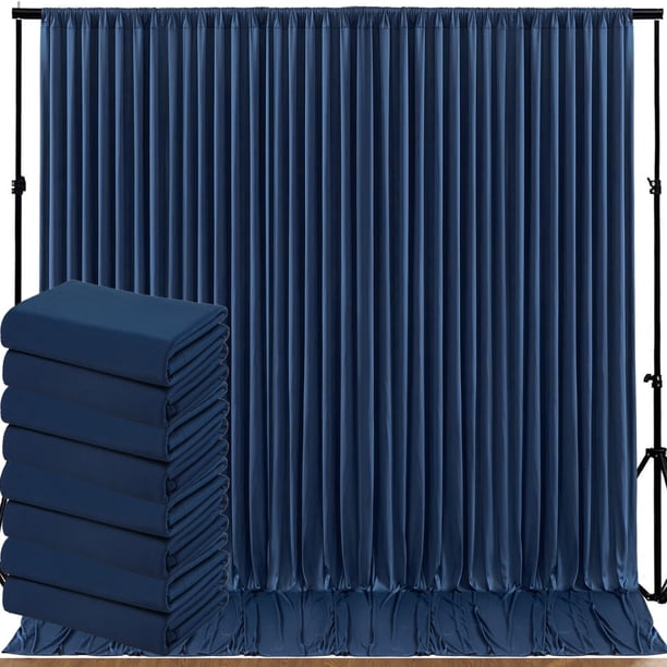Cortinas de fondo NSSONBEN, azul marino, 40 x 10 pies, poliéster x8
