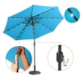 thumbnail image 6 of Heynemo 9 ft Solar LED Lighted Patio Umbrella, Outdoor Umbrella with LED Bulb Tilt and Crank 8 Ribs, Lake Blue, 6 of 9