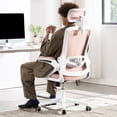 thumbnail image 4 of Nexthro Ergonomic Office Chair, 400 LBS Computer Chairs with Adjustable Lumbar Support, Breathable Mesh Desk Chair Ergonomic with Thickened Cushion, Comfy Home Office Desk Chair (Pink), 4 of 6