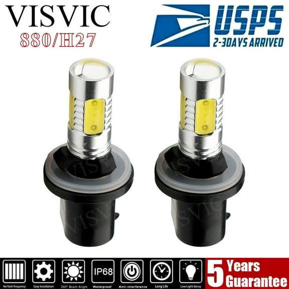 2pc 880 LED Fog Light Bulb DRL 6000K Xenon White High Power 890 892 893 899rl