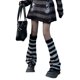 thumbnail image 1 of Sunloudy Calentadores de piernas de punto para mujer, calentadores de piernas acanalados estilo preppy hasta la rodilla para niñas adolescentes Sunloudy moda, 1 of 8