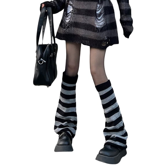 Sunloudy Calentadores de piernas de punto para mujer, calentadores de piernas acanalados estilo preppy hasta la rodilla para niñas adolescentes Sunloudy moda