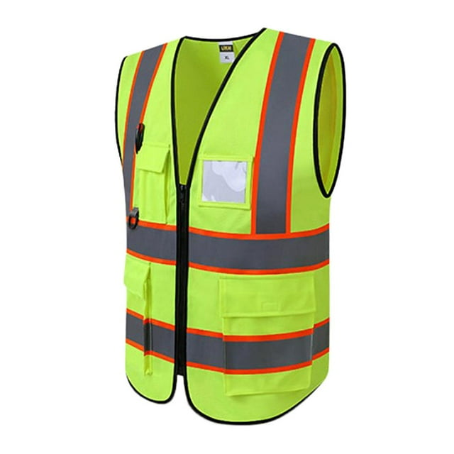 Wisewang Reflective Safety Vest for Engineer Construction w/ Pockets Free ze Orange Yellow
