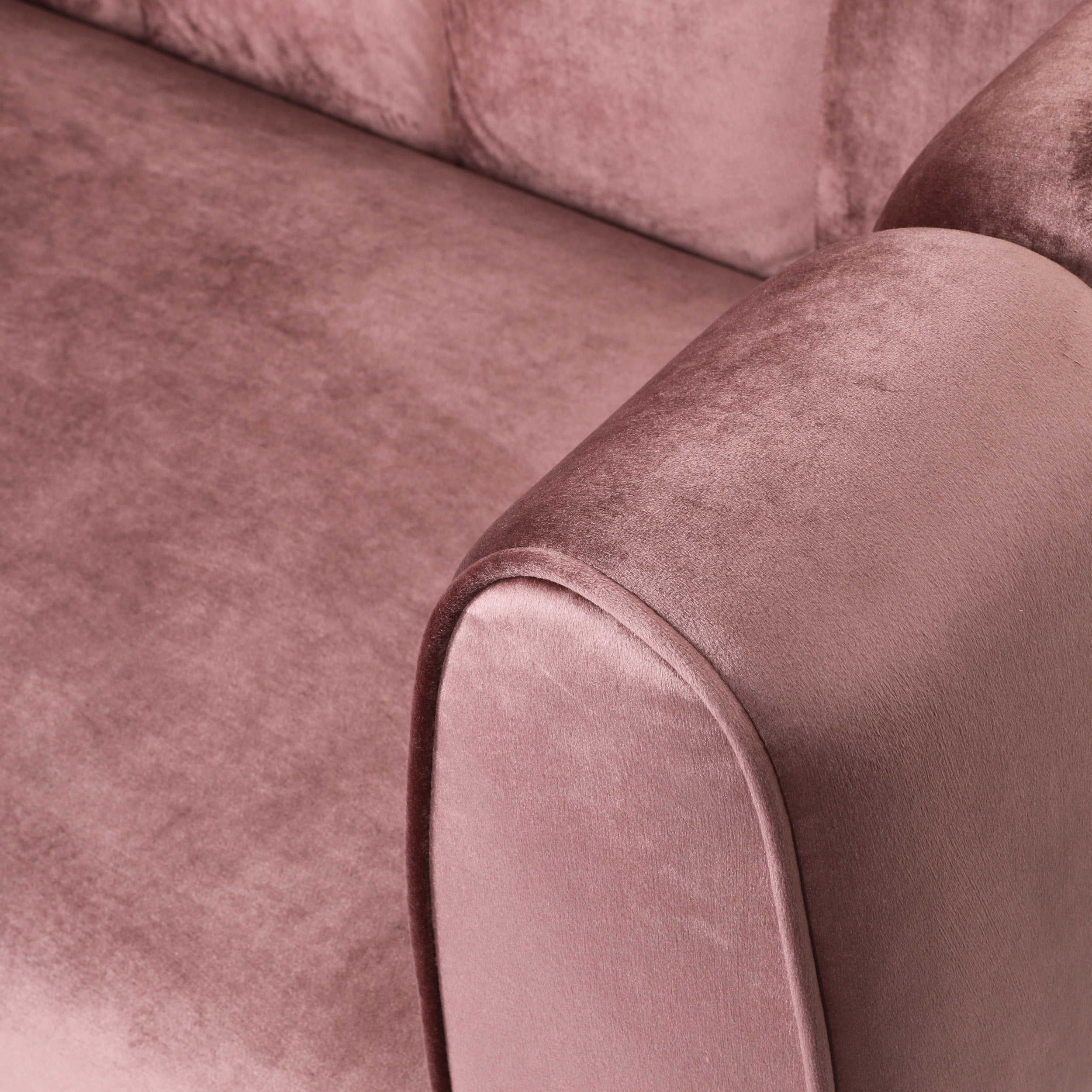 Noble House Mohammad Channel Stitch Velvet 3 Seater Sofa, Blush