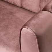 Noble House Mohammad Channel Stitch Velvet 3 Seater Sofa, Blush