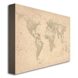 Trademark Art "World Map of Cities" Canvas Art by Michael Tompsett