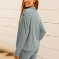 thumbnail image 4 of Suéter holgado de cuello redondo cómodo para mujer, suave y transpirable, talla M, blusa gris de manga larga, 4 of 6
