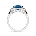 thumbnail image 2 of ANGARA Natural 4.15 ct London Blue Topaz Ring with Coffee Diamond in 14K White Gold for Women (Size-10mm) | November Birthstone, Anniversary, Jewelry Gift for Women | Natural London Blue Topaz Ring, 2 of 9