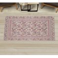thumbnail image 1 of Retro Area Rug with Non-Slip Backing, Geometric Groovy Themed Pattern of Rounds and Squares Grunge Nostalgic Look, Quality Carpet for Bedroom and Dorm Room, 2.6' x 5', Pink Fawn Quartz, by Ambesonne, 1 of 3