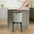 thumbnail image 7 of Metal Kitchen Trash Can with Wheel Legs, 36L / 9.5gal Medium Press Lid Slim Removable Waste Basket, Pet Proof Tall Narrow Garbage Pail for Vanity, Bedroom, Bathroom, Living Room, Eclipse Grey, 7 of 7