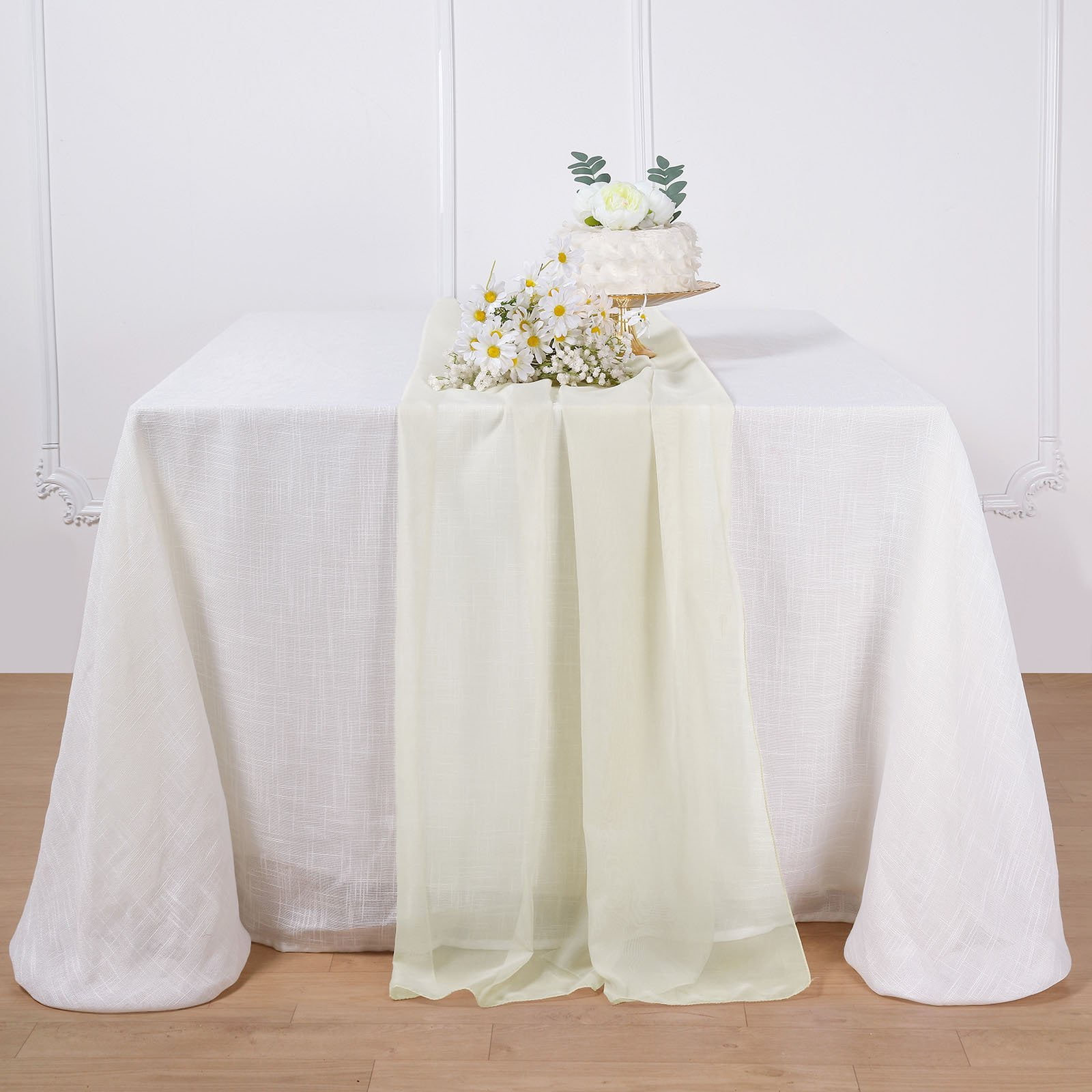 Efavormart 6FT Beige Premium Chiffon Table Runner for Party Dining ...