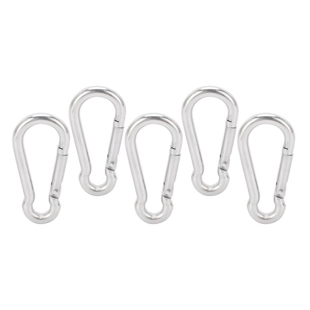 Mgaxyff 5pcs 40mm Carabiner Clip Stainless Steel Heavy Duty Spring