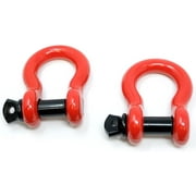 LFPartS D-Ring Shackles Set 3/4" Red Powder Coat Heavy Duty for Vehicle Recovery Towing Jeeps, Trucks, Atvs, Boats - 2 pics