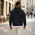 thumbnail image 5 of Sorvello Men's Fleece Big and Tall Hoodie Quarter Zip Fuzzy Sweatshirt Classic Warm Comfy Athletic Work Casual Fall Winter Top for Men Black L, 5 of 8