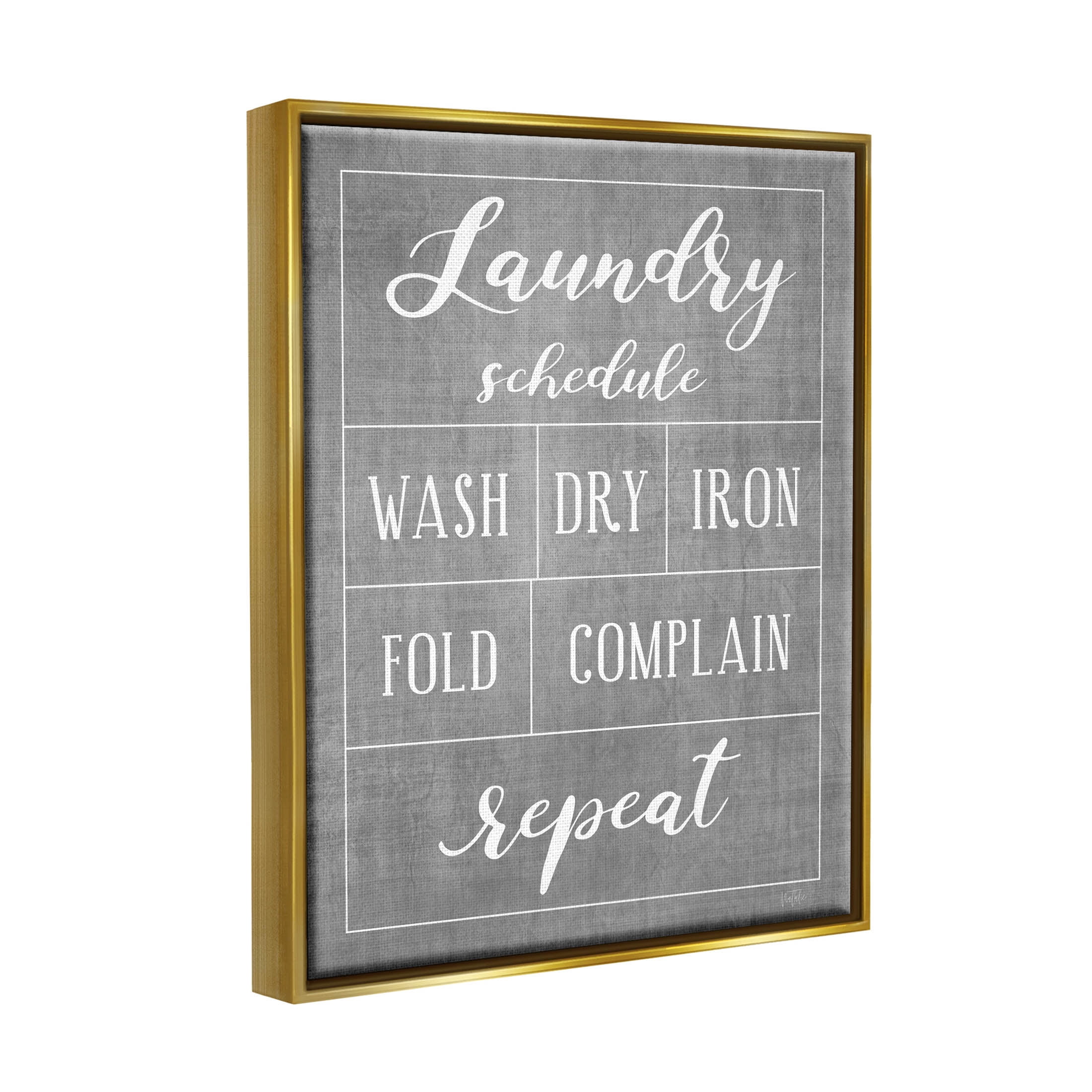 Laundry Schedule Humor Sign Typography Graphic Art Metallic Gold Framed Art Print Wall Art