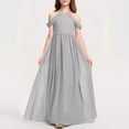 thumbnail image 4 of OGLCCG Girl's Chiffon Junior Bridesmaid Dresses Off Shoulder Floor Length Pageant Formal Dress for Teen Girls Halter Sleeveless Ball Gowns 3-14 Years, 4 of 4