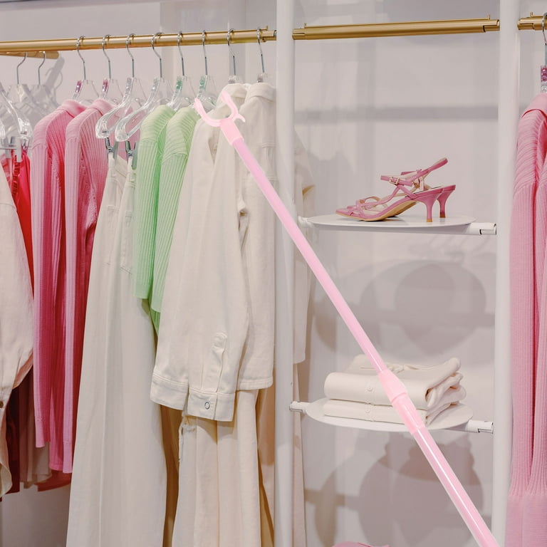 Adjustable Closet Pole Long Reach Pole Hook Telescopic Clothes
