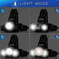 thumbnail image 5 of Kit de linterna frontal LED, faro extremadamente brillante de 6000 lúmenes con luz de seguridad roja, 4 modos, resistente al agua, luz portátil para acampar, andar en bicicleta, 2 Rech, 5 of 5