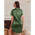thumbnail image 5 of Ekouaer Satin Nightshirt for Women Button Down Nightgown Silk Short Sleeve Sleepshirt Notch Collar Sleepwear S-3XL, 5 of 6