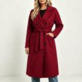 thumbnail image 2 of Enjoytime Trench Coat Women Lapel Double Breasted Long Overcoat with Belt Long Sleeve Trendy Casual Fashion Fall Winter Outerwear, 2 of 7