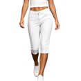 thumbnail image 4 of Levmjia Women High Rise Straight Leg Capri Jeans Button Fly Side Pockets Cuffed Hem Casual Denim Pants for Summer Daily Wear, 4 of 9