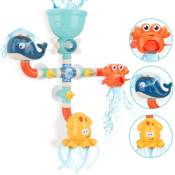 Juguete de baño, 14 piezas de cascada interactiva, juguetes de baño para bebés, juego de piscina, juguetes acuáticos de mono, juguetes de ducha, juguete de baño