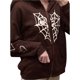 thumbnail image 4 of Chaqueta de calle para mujer Sunloudy, abrigo de sudadera con capucha y cremallera con estampado de patrón de telaraña de estilo gótico de gran tamaño de manga larga Sunloudy S M L, 4 of 8