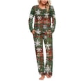 thumbnail image 2 of BLTIBY Women's Pajama Sets Christmas Printed Loose Cozy Xmas Pajamas 2 PC Long Sleeve Pleated Round Neck Tops Sleep Pants Sleepwear Set with Pockets Army Green XXL, 2 of 8