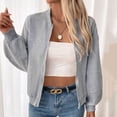 thumbnail image 1 of LOVZFMLL Vestes pour Femmes Mode Ample à Manches Longues Col Montant Manteau Uni Décontracté en Molleton, 1 of 9