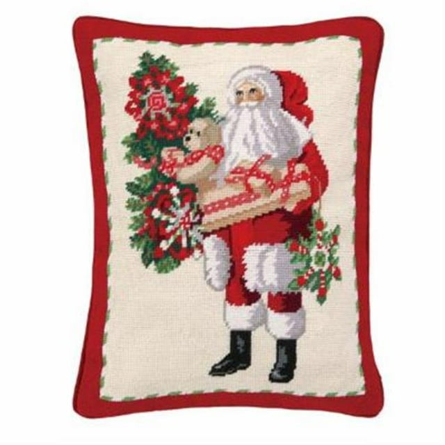 Peking Handicraft 31LH59BC18OB Santa & Teddy Bear Pillow