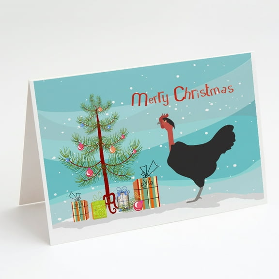 Naked Neck Chicken Christmas Greeting Cards and Envelopes Pack of 8