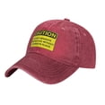 thumbnail image 2 of DouZhe Adjustable Washed Cotton Baseball Cap - Danger Warning Prints Vintage Dad Hat Unisex Sports Caps (Red), 2 of 7