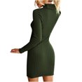 thumbnail image 4 of Moda Sexy mujer hueco tejido cuello redondo manga larga Color sólido señoras bolso cadera vestido largo Pompotops  hdfakjf5304, 4 of 5