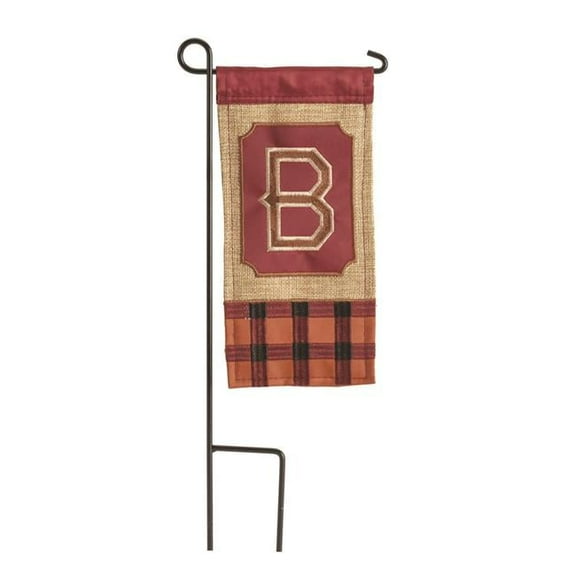 Magnolia Gardens M040021 4 x 8.5 in. Double Applique Fall Monogram B Burlap Mini Garden Flag