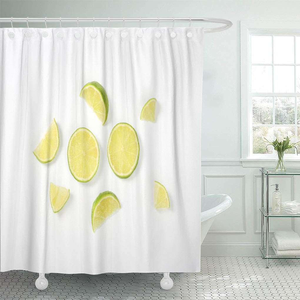 Yusdecor Green Top Small Pieces Of Fresh Lime On Yellow Bathroom Decor Bath Shower Curtain 66x72 Inch Walmart Canada