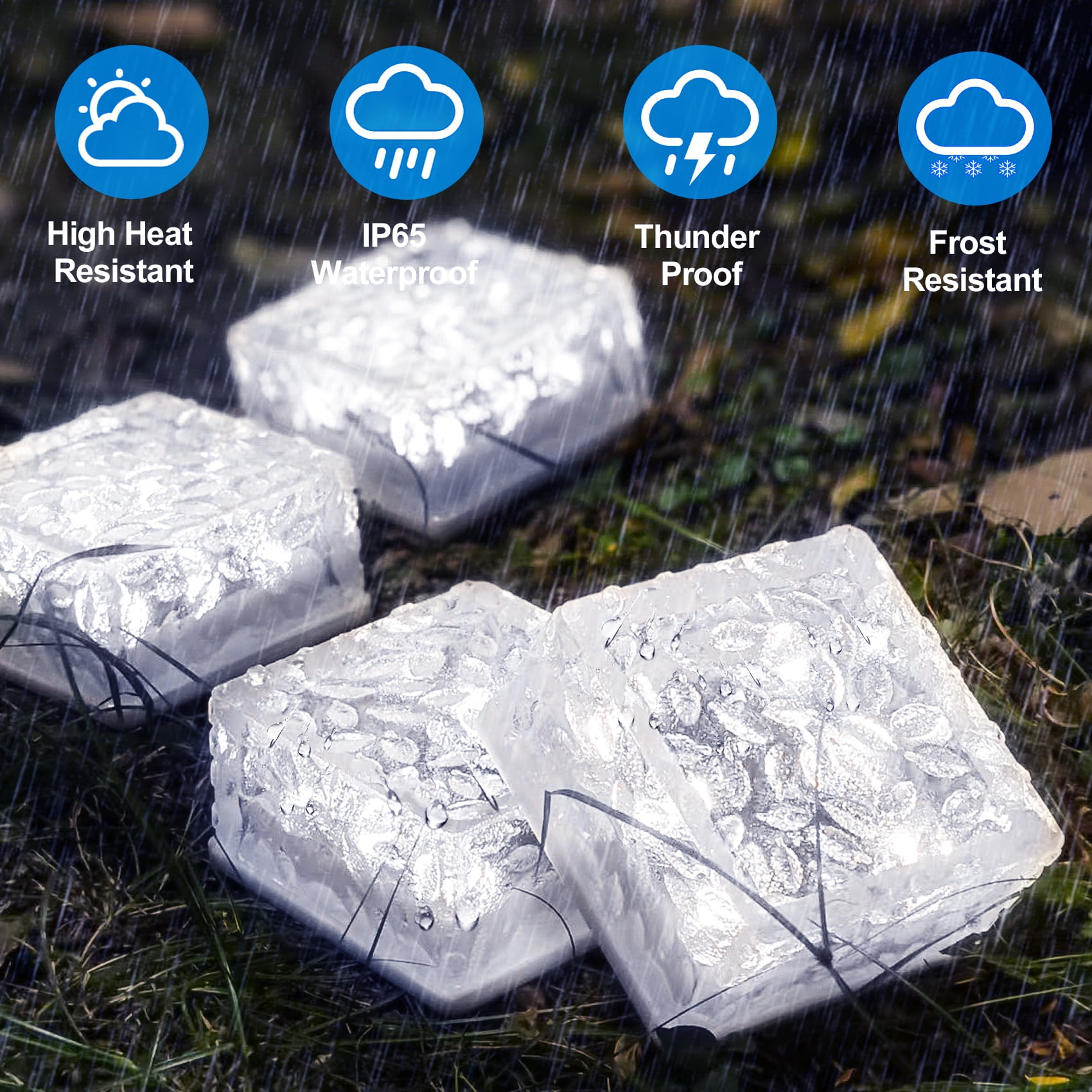 Solar Brick Lights Outdoor Solar Lights for Yard 4X4"Solar Brick Landscape Path Light, 4 Pack LED Light Brick Garden Decor for Pathway Patio Walkway Backyard Decoration,Cool White