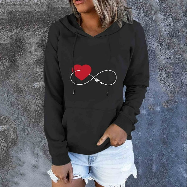 ICHUANYI Clearance Women's Casual Long Sleeve Pullover Hoodie Sweatshirt Tops Drawstring Lightweight Hooded Loose Pullover Tops(Black, XL) ICHUANYI WER2023081513066