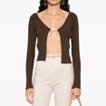 thumbnail image 1 of Femmes col en V profond haut maigre chaîne Cardigan décontracté ouvert devant chemise pull hauts, 1 of 9