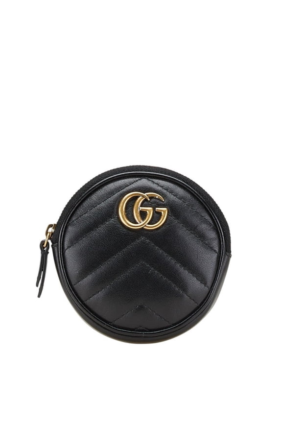 Pre-Owned Gucci GG Marmont Heart Coin Case 575160 Black Leather Women's GUCCI