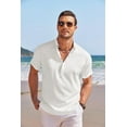 thumbnail image 3 of COOFANDY Men's Linen Henley Shirts Short Sleeve Casual Banded Collar Shirt Summer Beach Hippie T Shirts, 3 of 7