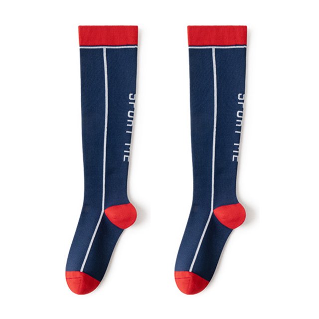 Trayknick 1 Pair Compression Stockings Striped Stretchy Long Tube Anti-Fatigue Sporty Socks for Running Climbing Riding