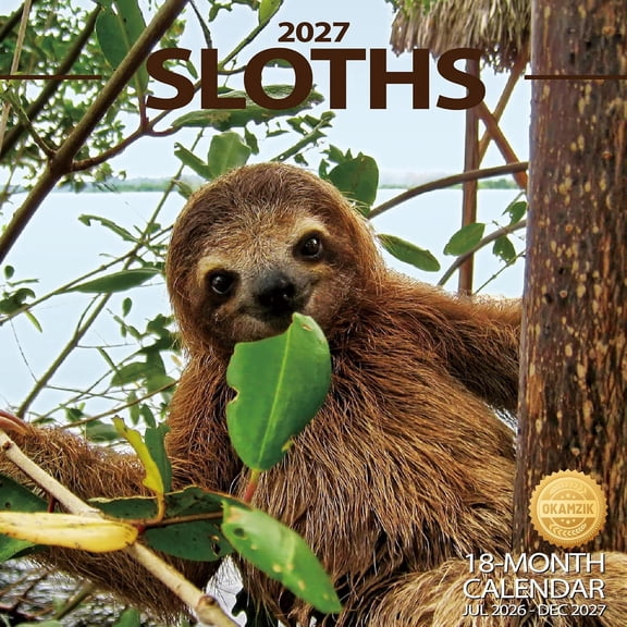 2027 Wall Calendar - Sloths Hangable Monthly Planner Calendar with Large Blocks for Organizing & Planning, Academic Schedule, Home, Office & family