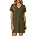 thumbnail image 2 of yillto Womens Plus Size Nightgown Short Sleeve Crew Neck Loose Comfy Sleepwear Lounge Pjs Nightdress, 2 of 5