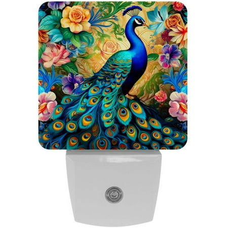 

Peacock LED Square Night Lights- Modern and Energy Efficient Bedside Lamps for a Soothing Atmosphere - Set of 2