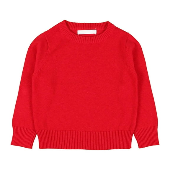 LYHaoo Girls Sweater Crewneck Pullover Long Sleeve Knit Sweater Kids Knitted Pullover Fall Winter Sweaters 6-7 Years(Red)