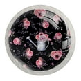 thumbnail image 1 of 4 Pcs Painted Pink Flowers Knobs for Kitchen Cabinet Cupboard Dresser Bookcase Drawer Pulls Handles Round Home Decor, 1 of 8