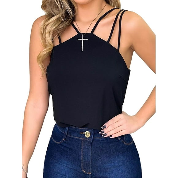 DYMADE Women Spaghetti Strap Sleeveless Vest Tank Top