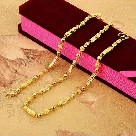 K-KED Lady's 22K 23K24K Thai Baht Yellow Gold GP Filled Necklace 24 inch 6 mm Jewelry